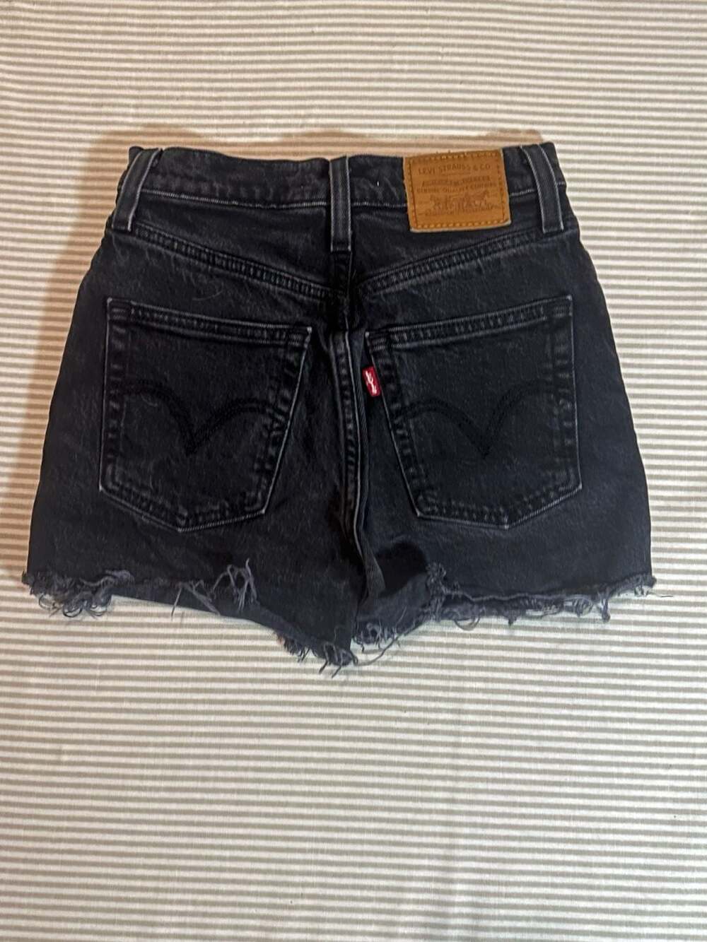 Levi's Ribcage Shorts Black Denim Cutoffs Size 23